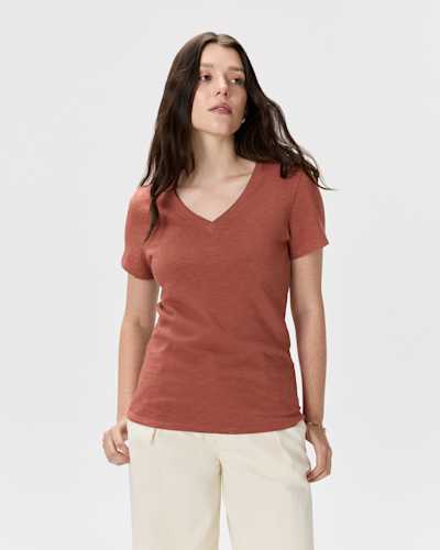 100% Organic Cotton Slub V-Neck Tee