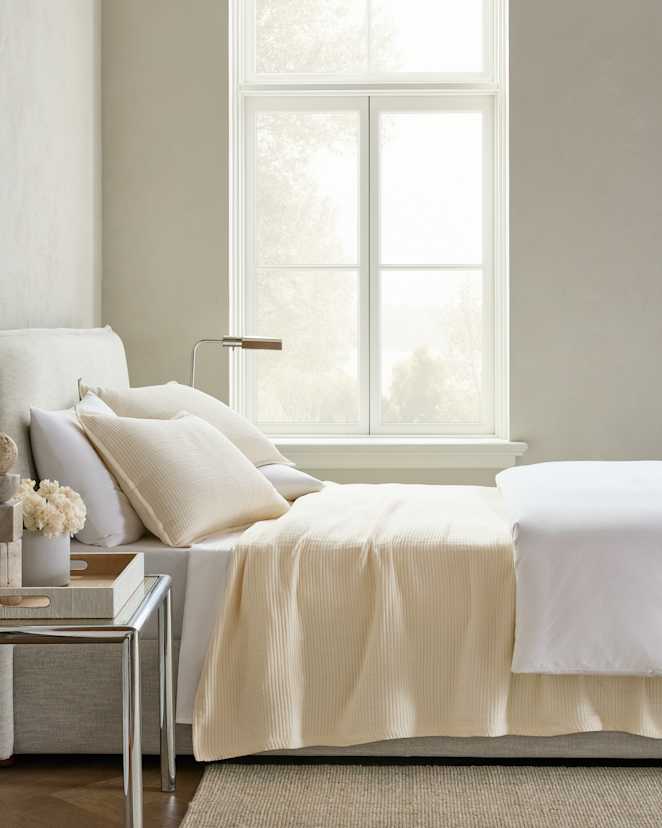 Ivory Organic Ribbed Cotton Coverlet