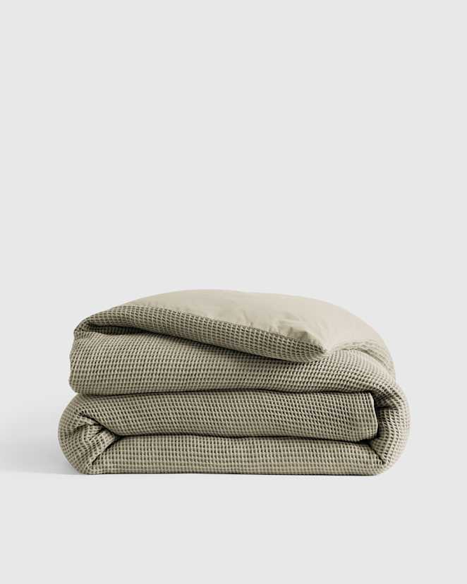 Dried Sage Organic Waffle Duvet Cover