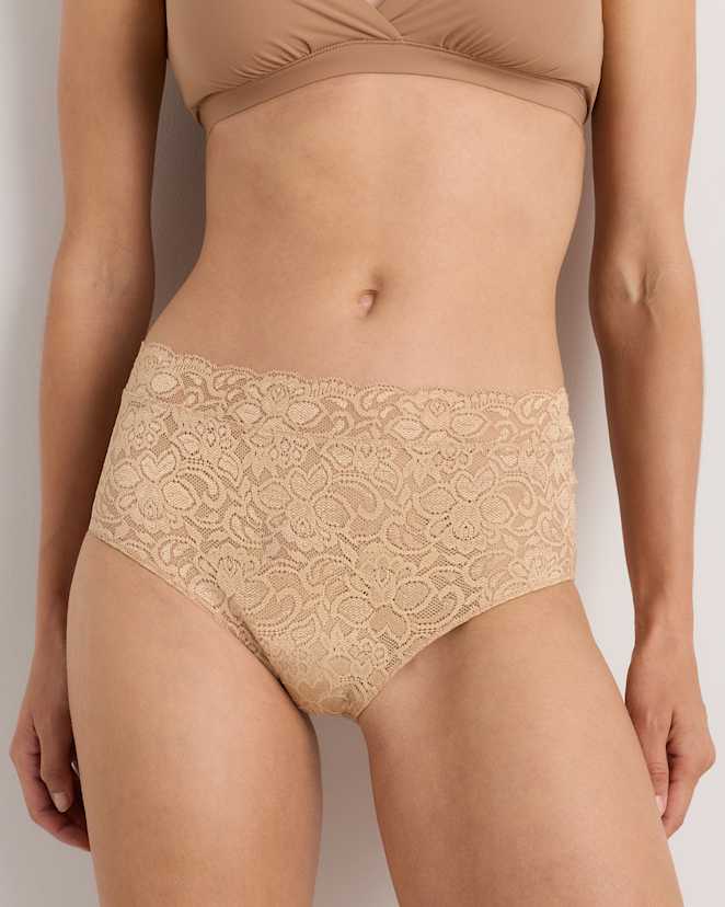 Clay/Pale Pink/Ruby Stretch Lace High-Waisted Brief (6-Pack)