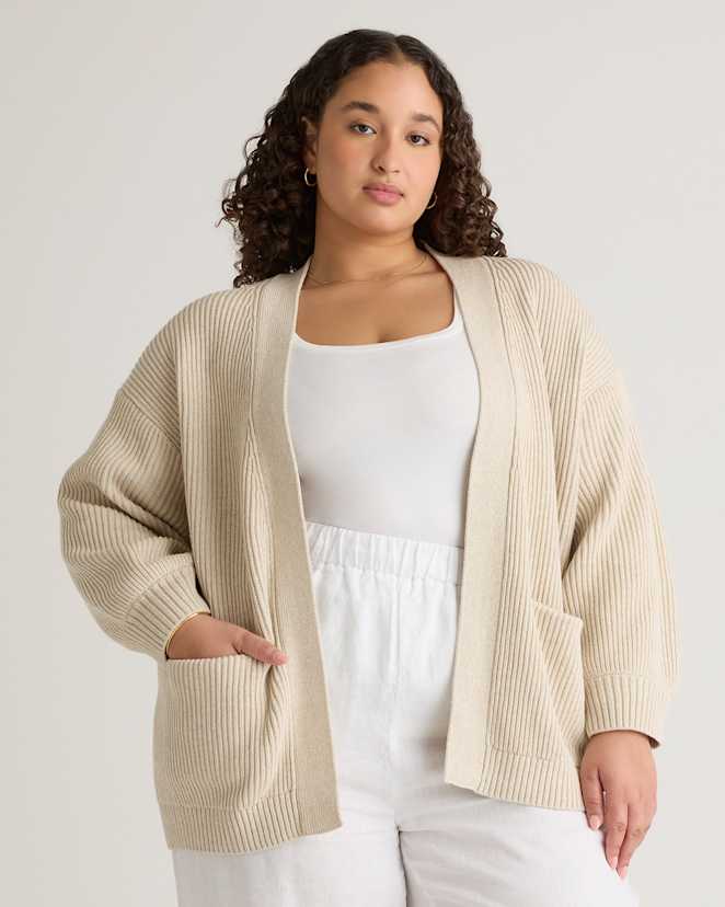 Speckled Beige 100% Organic Cotton Oversized Cardigan