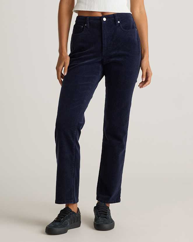 Deep Navy Organic Stretch Corduroy Straight Leg Pants