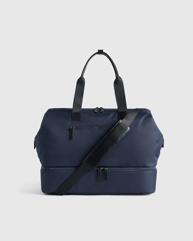 Navy Voyage Nylon Dual Compartment Weekender