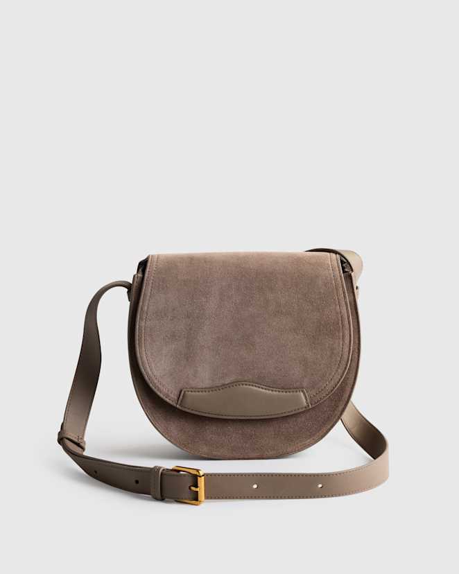 Pebble Italian Suede Saddle Bag