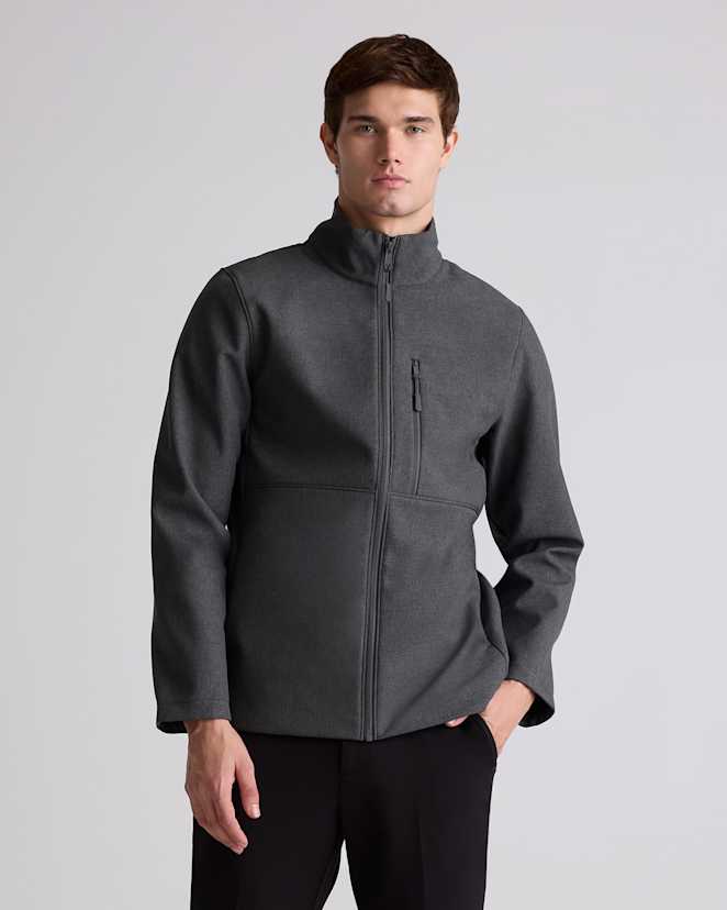 Heather Shady Charcoal Softshell Fleece-Lined Full-Zip Jacket