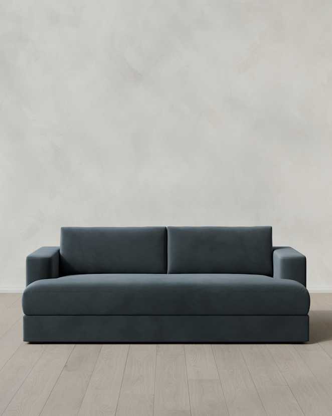 Pine Sierra Curved Arm Sofa in Performance Velvet