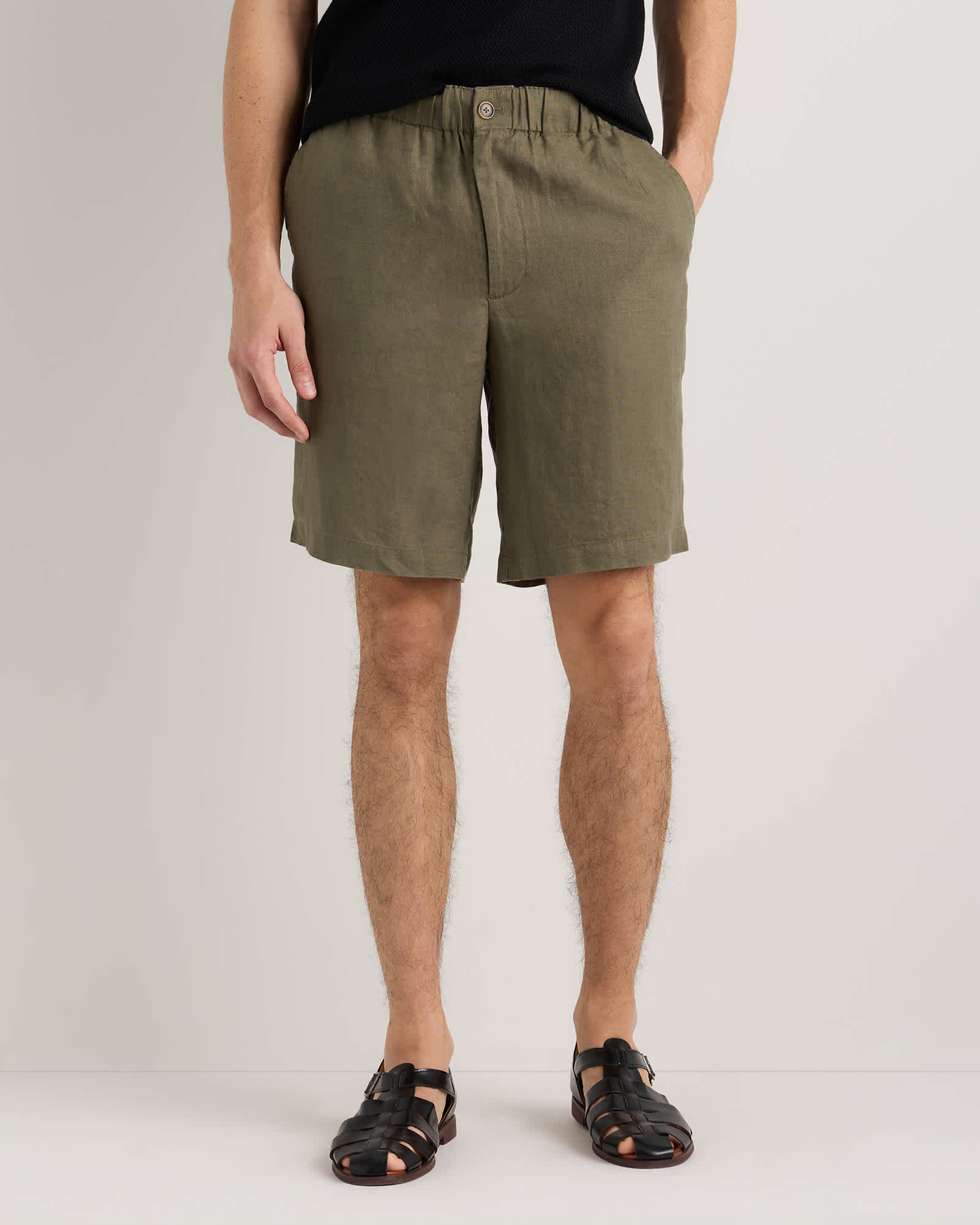 Bayberry Olive Short 100 % lin européen – 9 po
