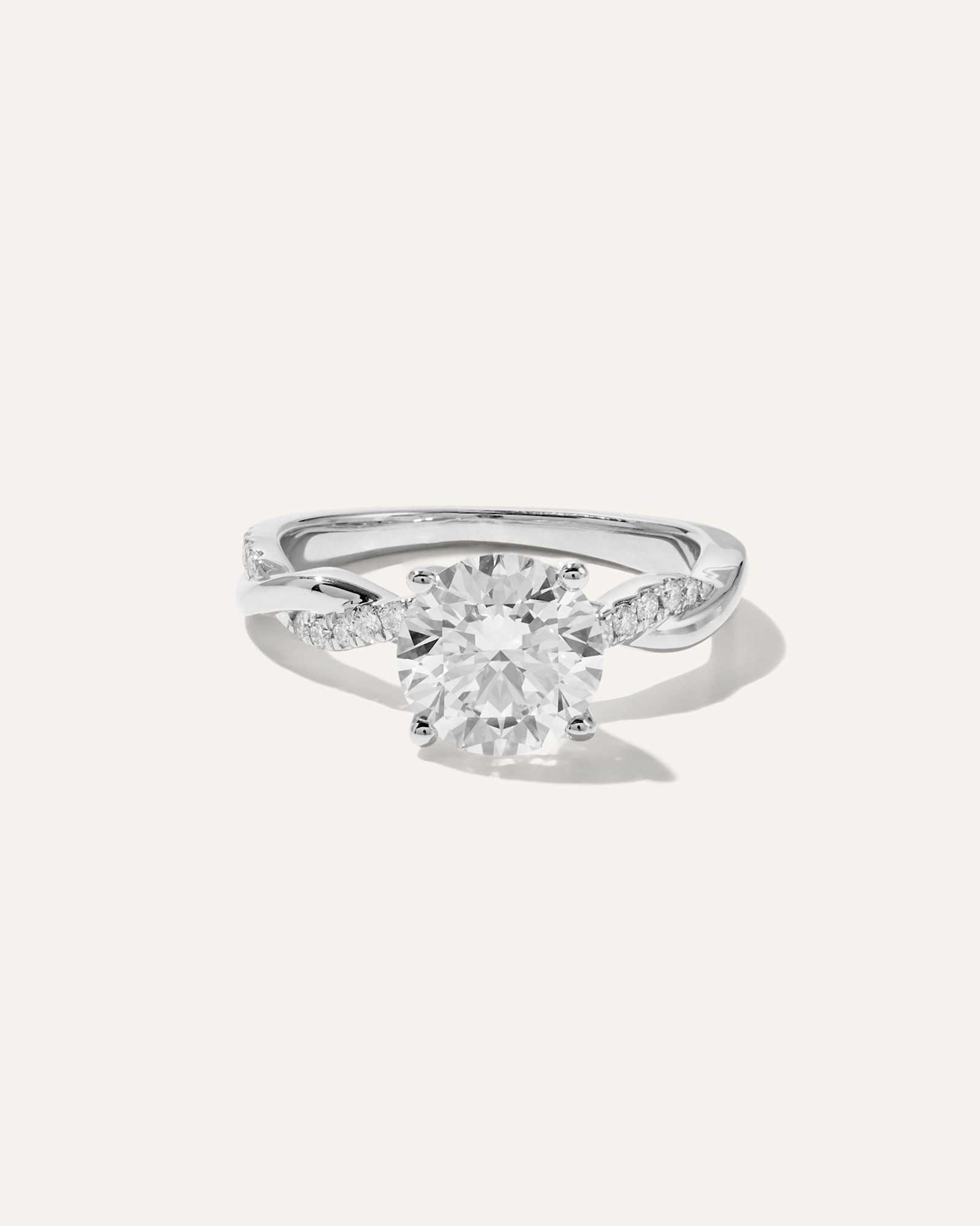 White Gold Lab Grown Diamond Round Twisted Engagement Ring - 2ct