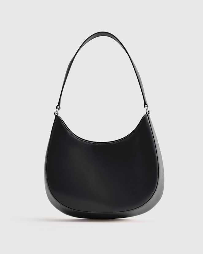 W-BAG-162-BLK 353 EDITED Black Italian Abrasivato Leather Shoulder Bag