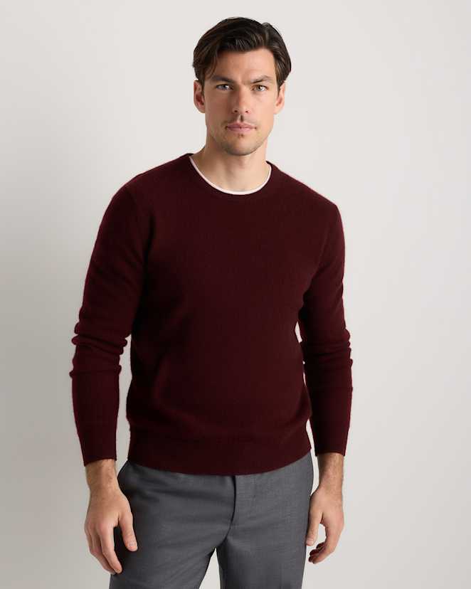 Rich Burgundy Mongolian Cashmere Crewneck Sweater