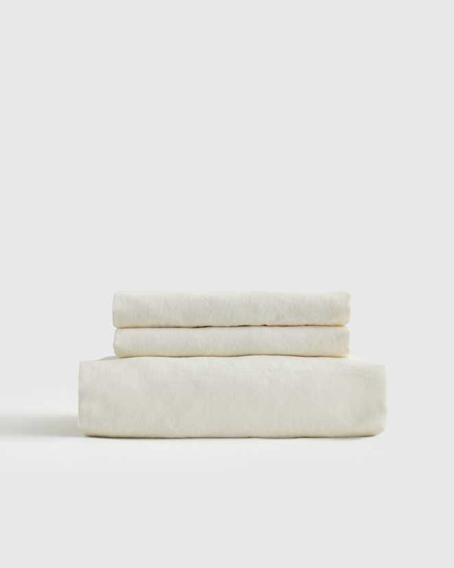 Ivory Ensemble de draps contours en lin européen