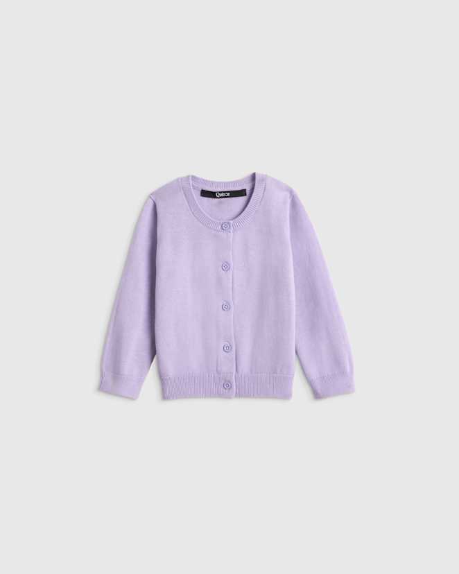 Lilac 100% Organic Cotton Crewneck Cardigan