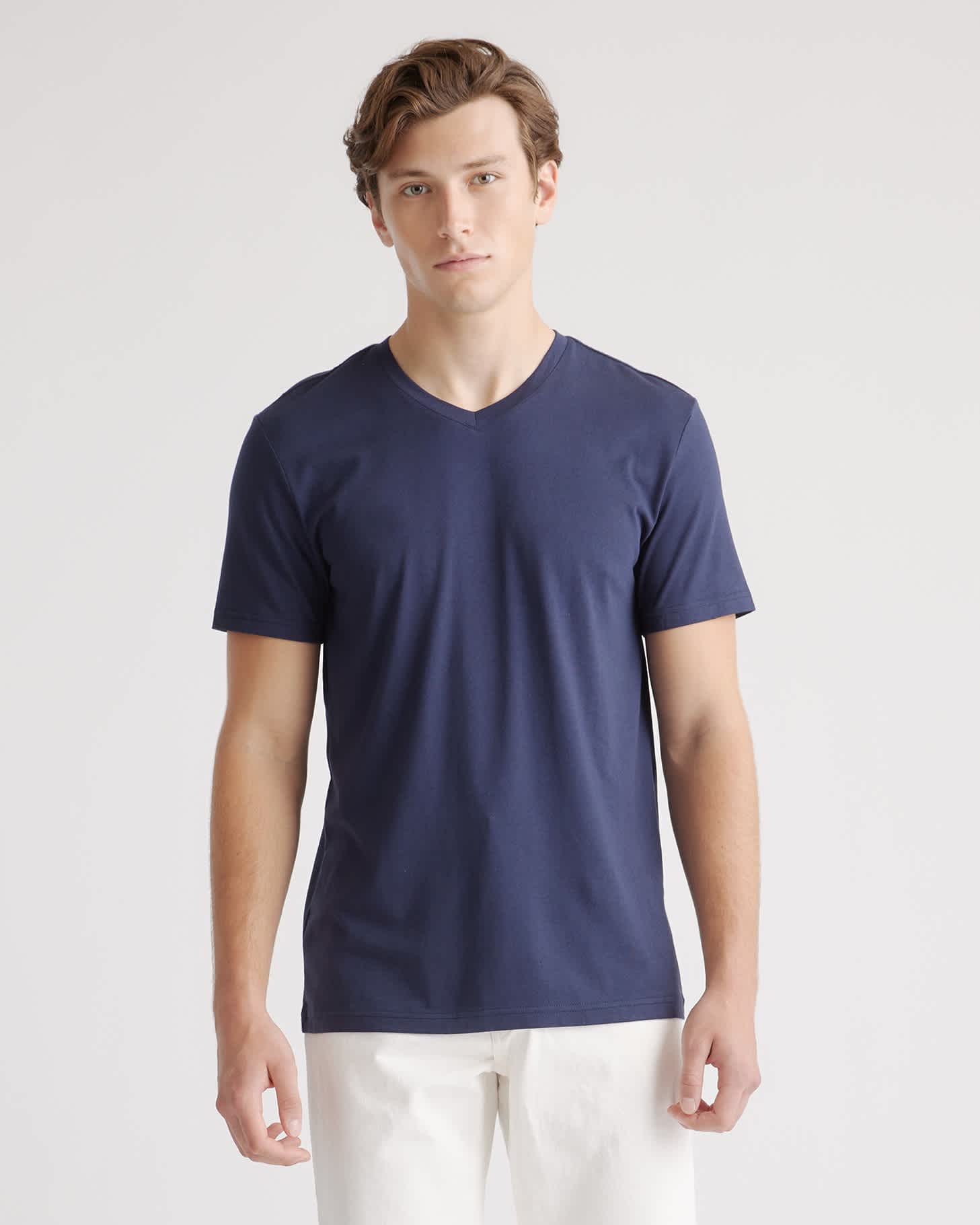 Deep Navy Cotton Modal V-Neck Tee