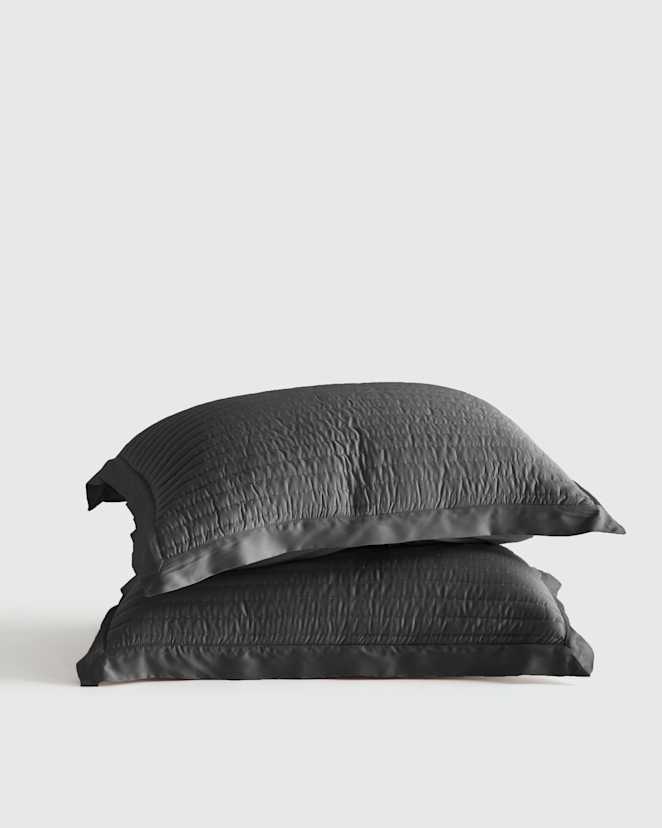 Charcoal Bamboo Channel Quilted Sham Set