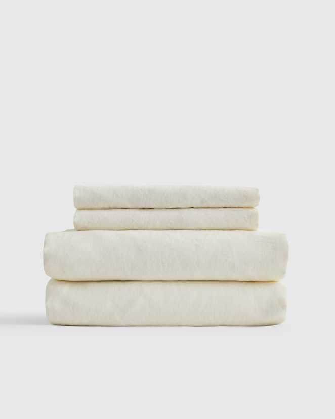 Ivory European Linen Sheet Set
