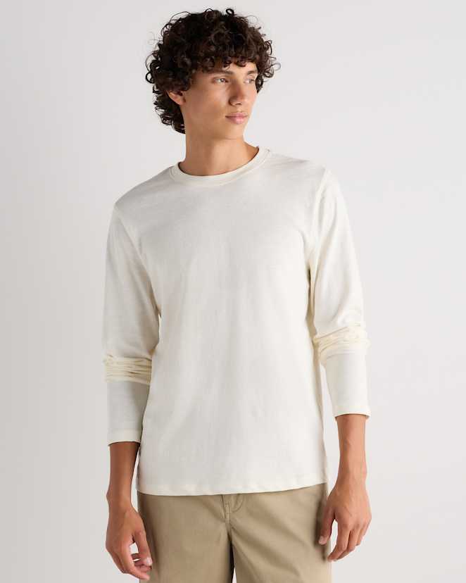 Linen White 100% Organic Cotton Slub Long Sleeve Tee