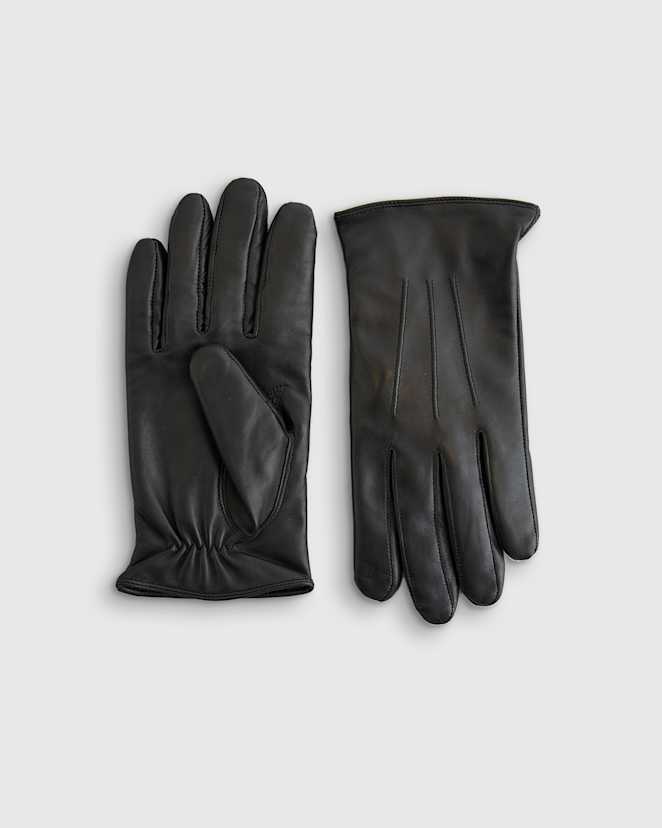 Black Cashmere Lined Leather Gloves