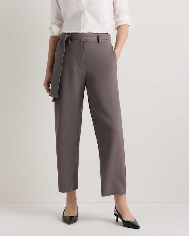 Overcast Grey Stretch Crepe Paperbag Pants