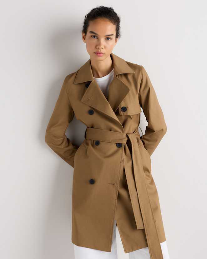 Dark Khaki Trench confortable extensible