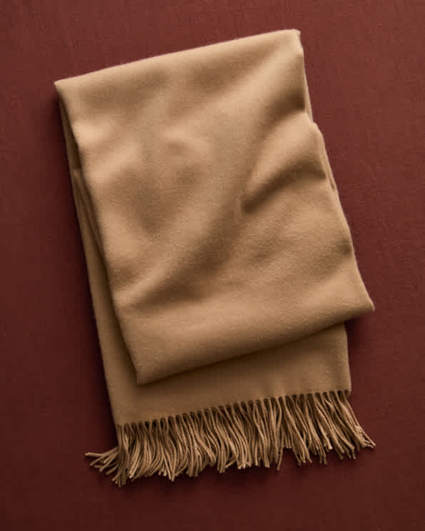 fringewrap Camel Mongolian Cashmere Throw