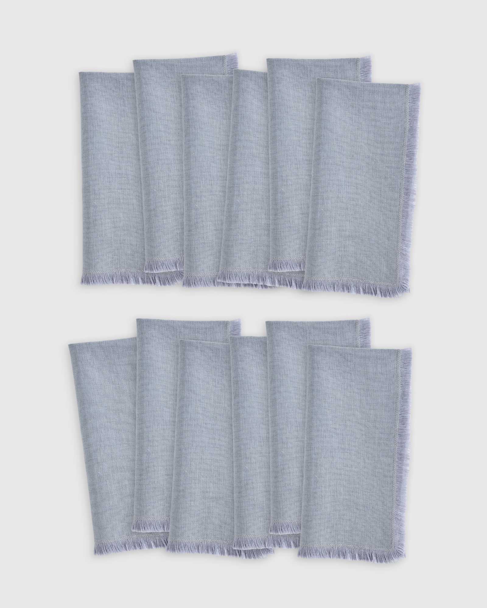 blue-fog European Linen Fringe Napkins (Set of 12)