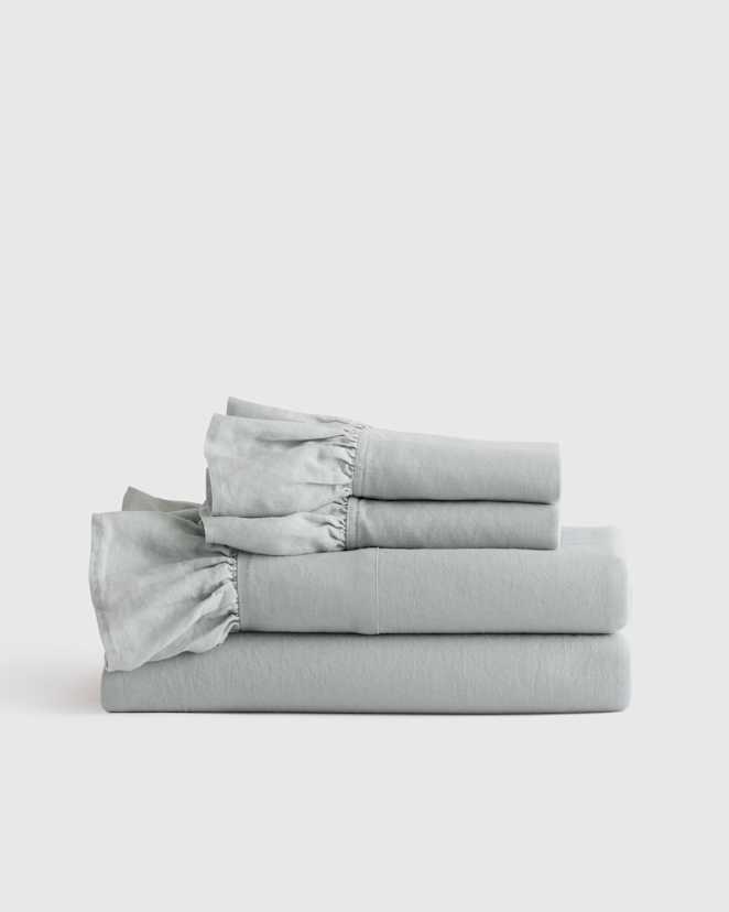 Mist European Linen Ruffle Sheet Set