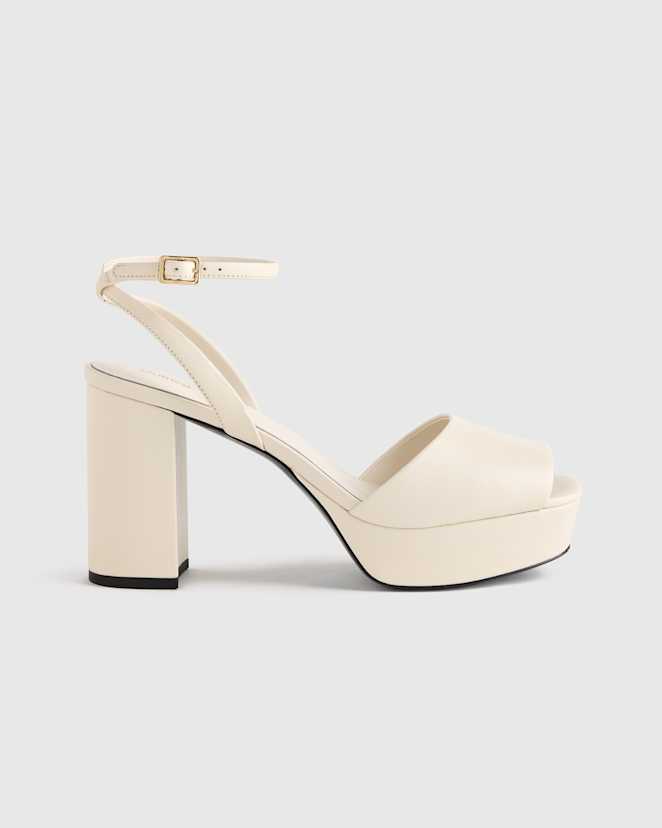 Bone Italian Leather Platform 115mm Block Heel