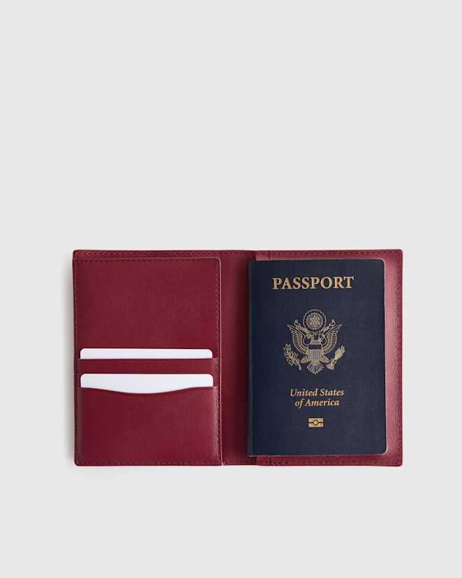 Wine Nappa Leather RFID Blocking Passport Holder