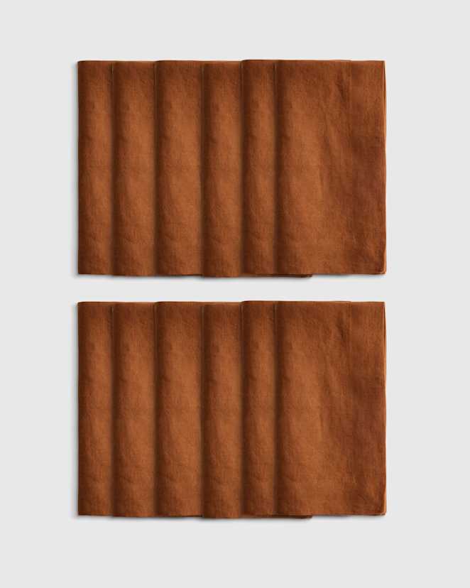 Terracotta European Linen Wide-Hem Napkins (Set of 12)