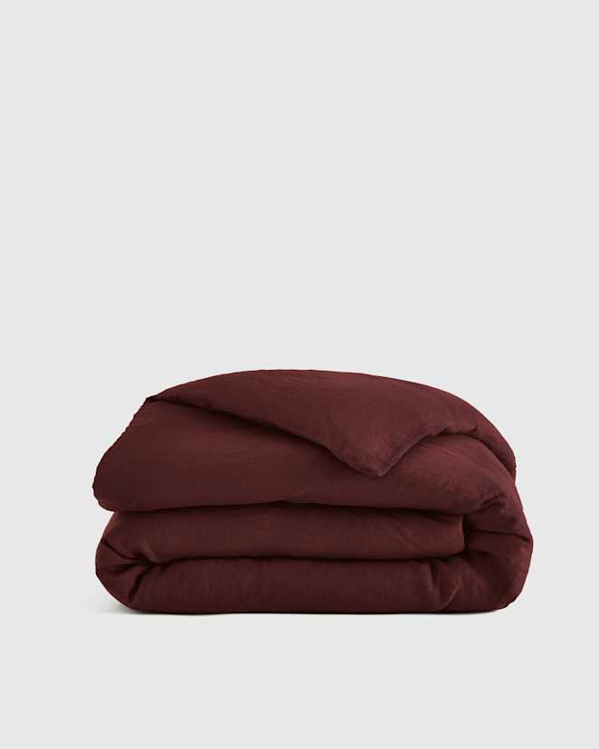 Burgundy European Linen Duvet Cover