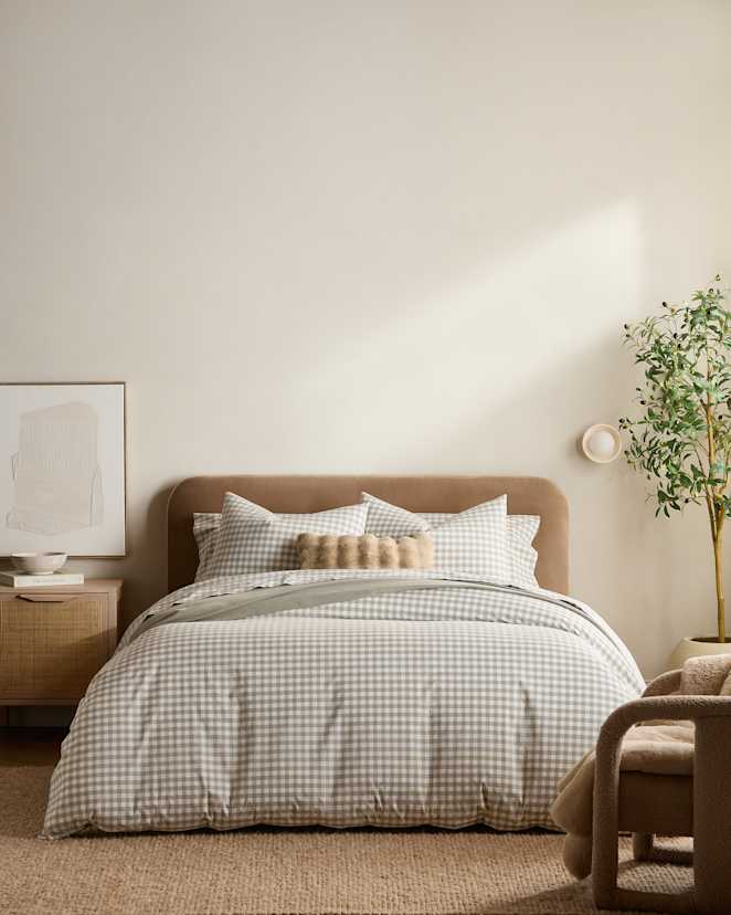 Willowleaf Organic Crisp Percale Gingham Duvet Cover Set
