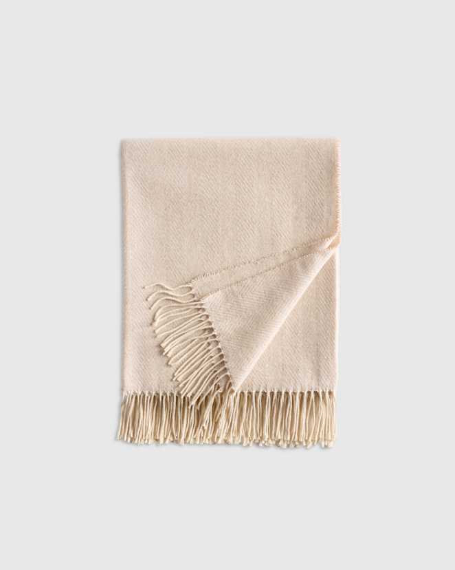 Natural Italian Cotton Herringbone Throw