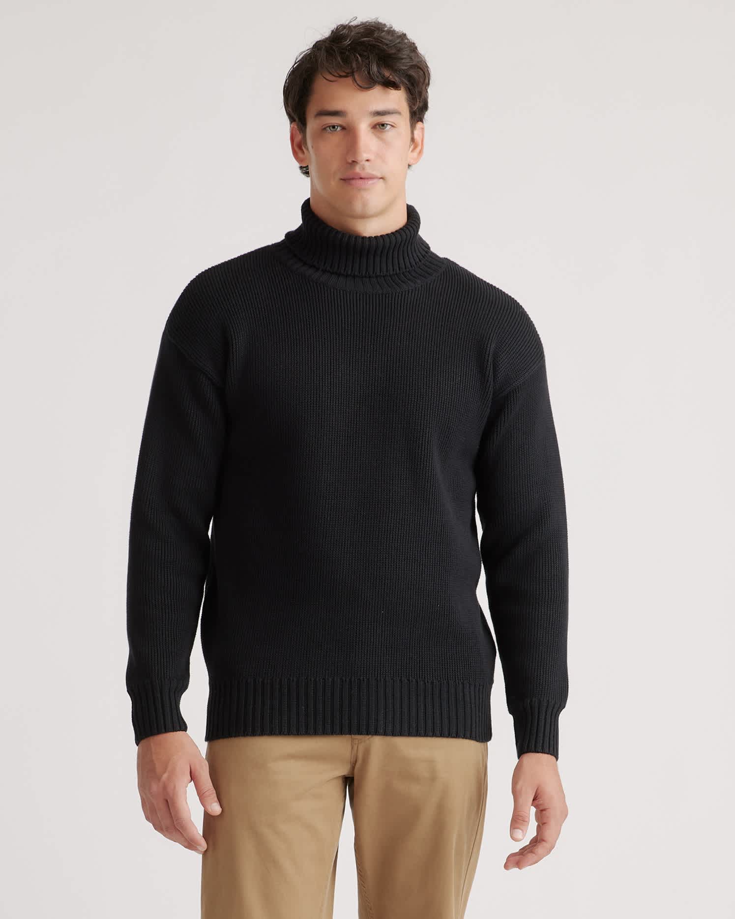 black 100% Organic Cotton Turtleneck Sweater