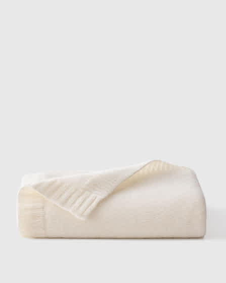 Ivory Mongolian Cashmere Luxe Knit Baby Blanket