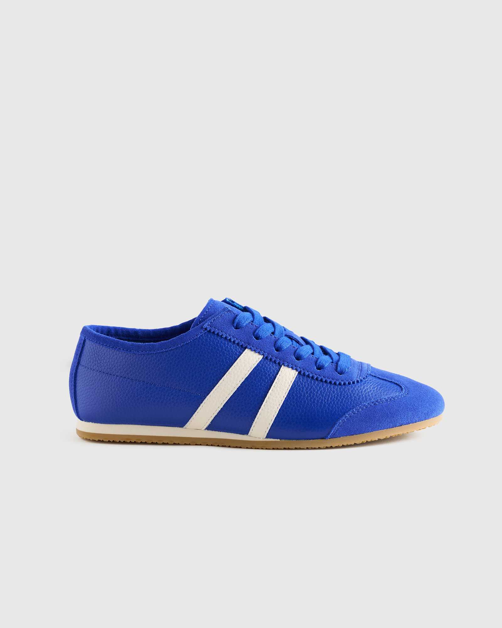 Electric Blue Italian Leather & Suede Low Profile Sneaker