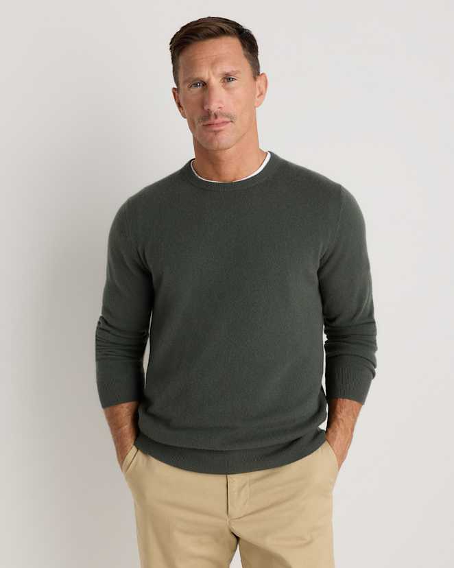 Moss Mongolian Cashmere Crewneck Sweater