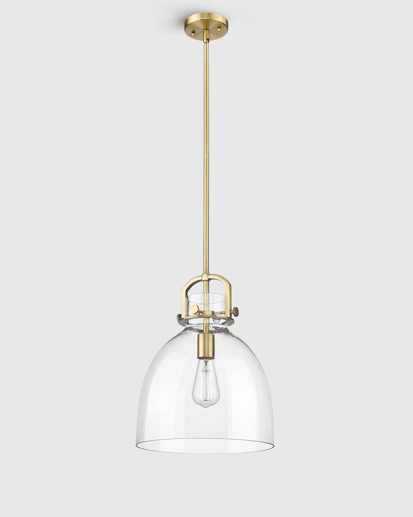 Minimalist Glass Bell Pendant Light Brass Light OFF