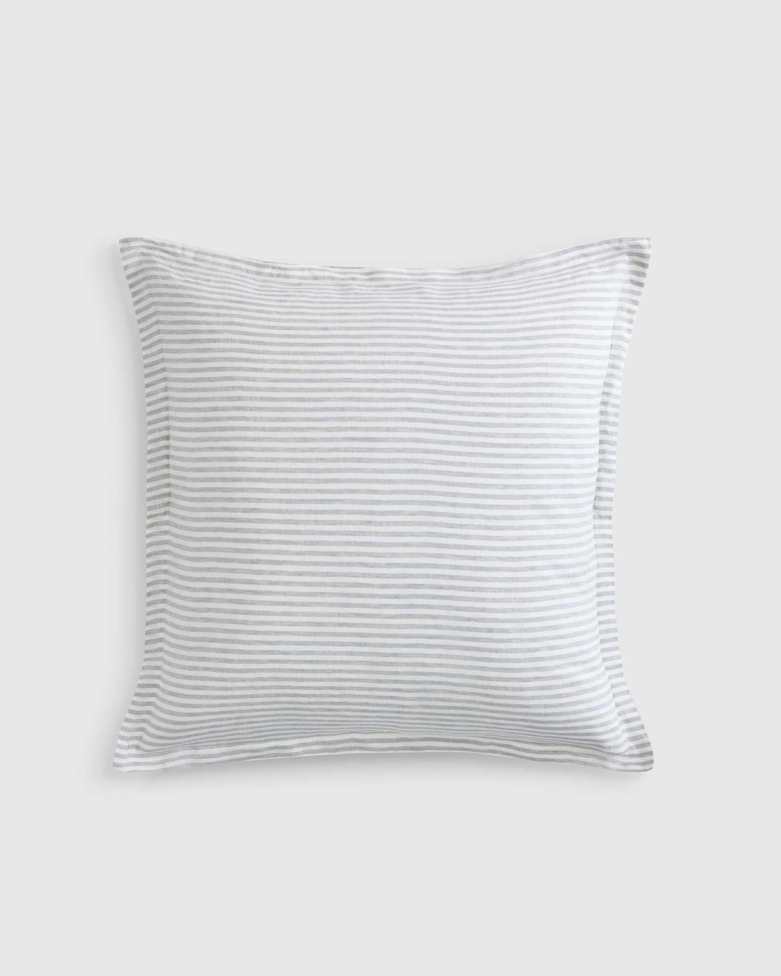 Mist/White Stripe European Linen Stripe Euro Sham