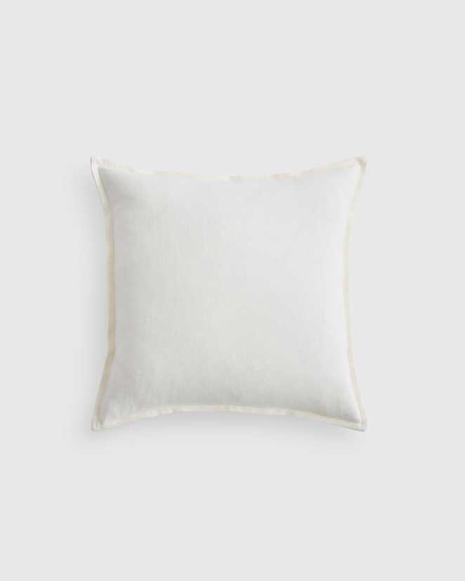 Ivory European Linen Flange Edge Pillow Cover