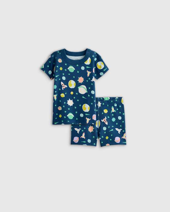 U--914-PLANETS-TOP-3030 EDITED Sets Planets 100% Organic Cotton Short Sleeve and Shorts Pajama Set