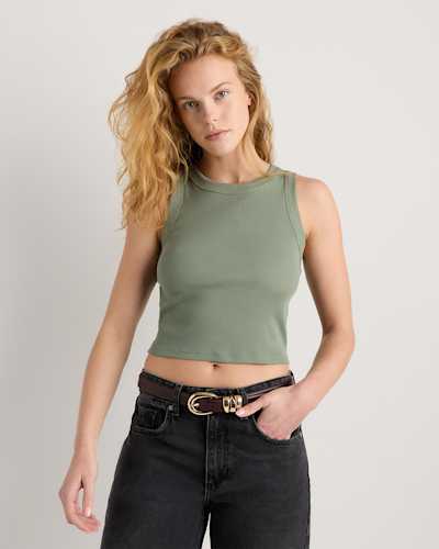 Organic Cotton Micro-Rib Cropped Cutaway Tank