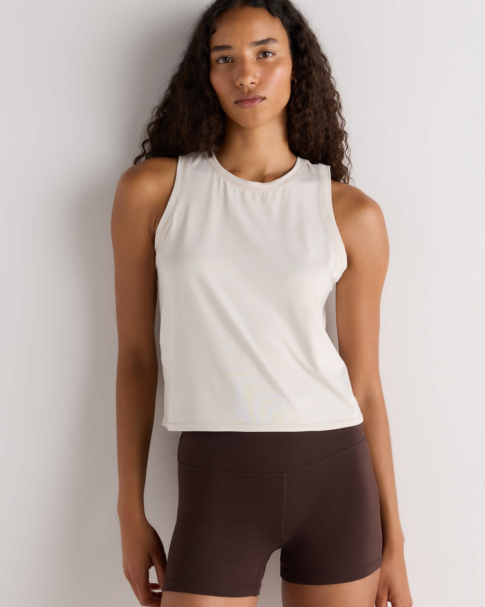Solid Chalk Flowknit Breeze High-Neck Tank
