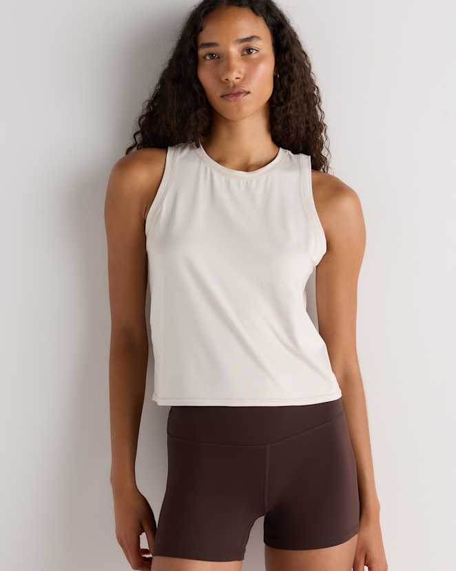 Solid Chalk Flowknit Breeze High-Neck Tank