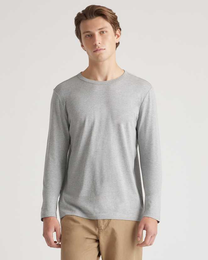 Heather Grey Cotton Modal Long Sleeve Tee