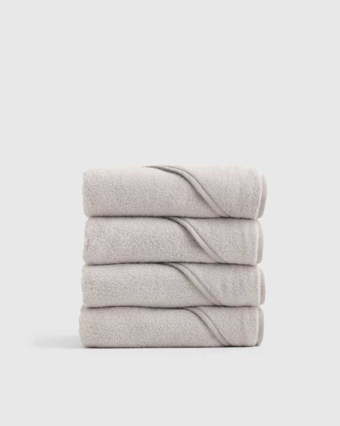 Light Grey Organic Turkish Cotton Baby Hooded Towel Set 4-Pack