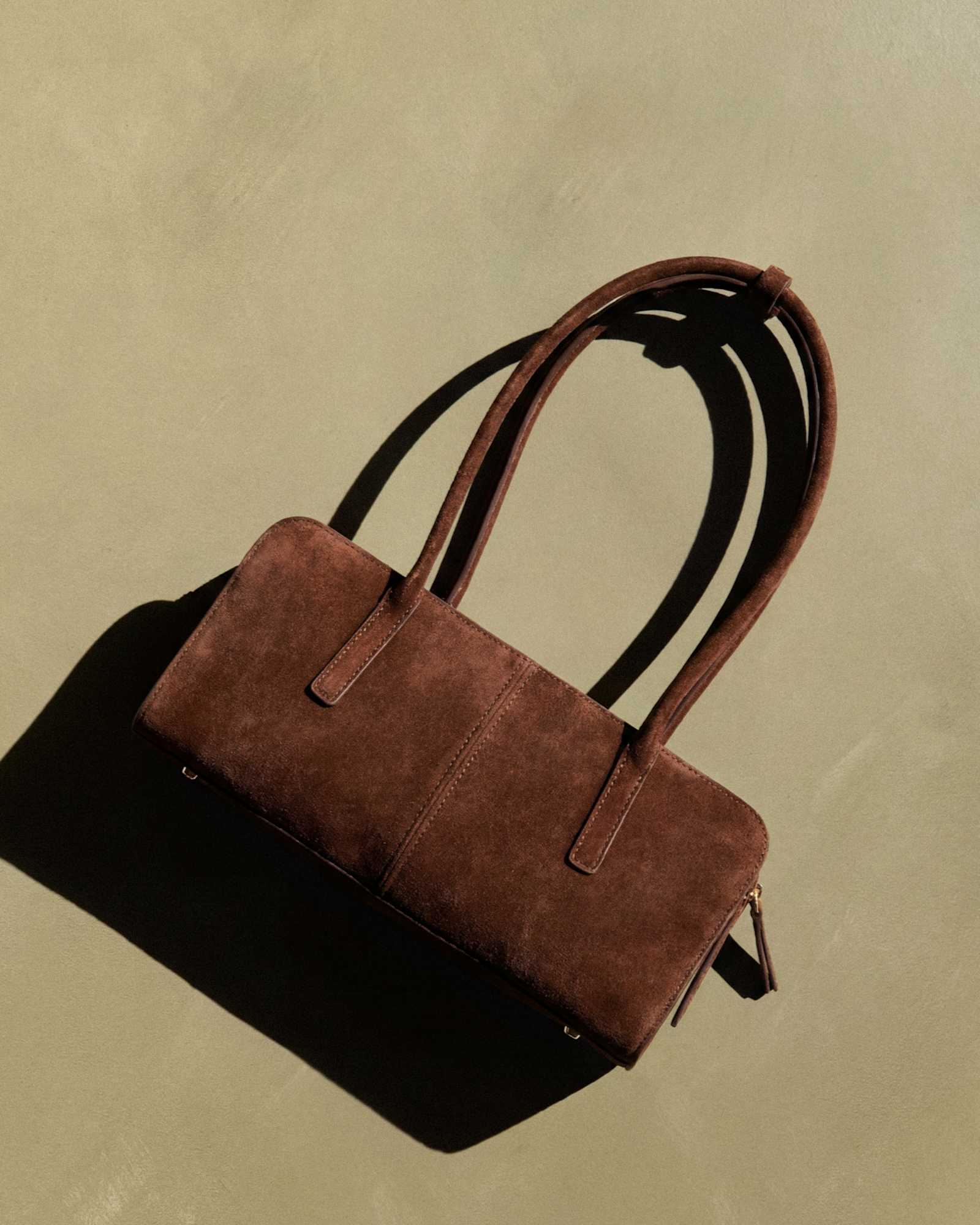 Chocolate Brown Bea Suede Shoulder Bag