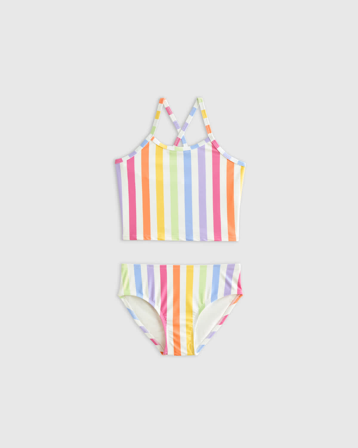 rainbow-stripe Tankini Swimsuit