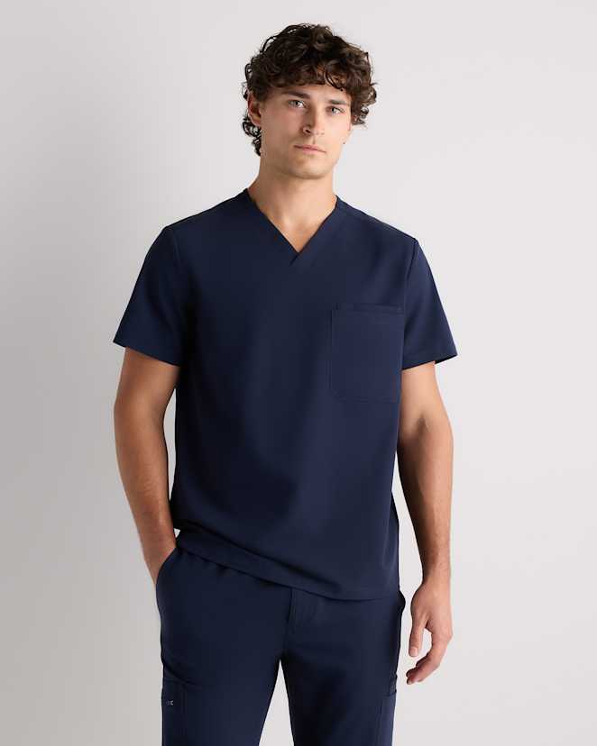 Deep Navy AeraFlex 3-Pocket Scrub Top