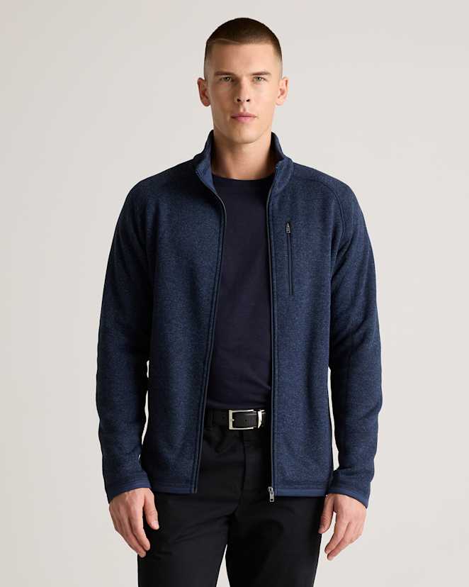 Navy Sweater-Knit Fleece Full-Zip Jacket