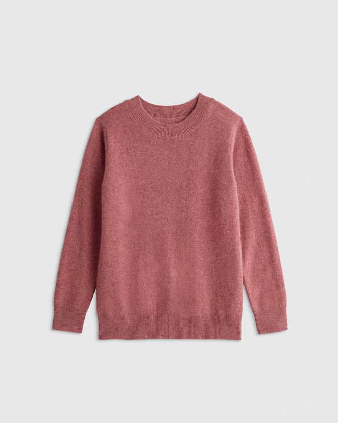 Heather Shaded Rose Pink Washable Cashmere Crewneck Sweater